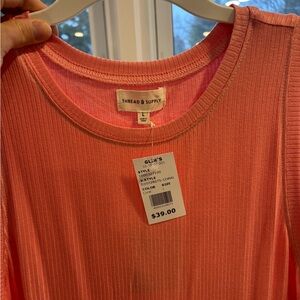 Thread & Supply Coral Ribbed Top